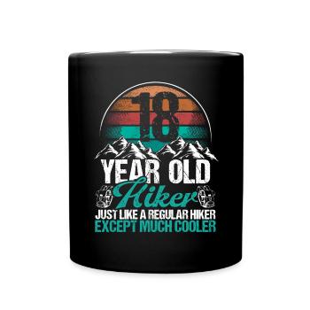 18 Birthday Hiking Mountains 18 Year Old Hiker - Full Colour Mug - black - Front