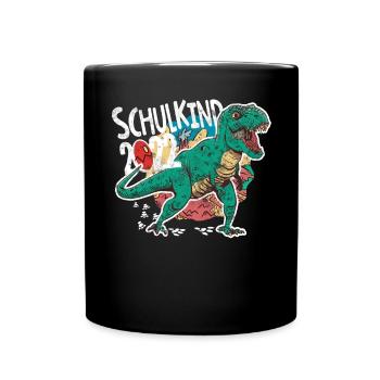 Schulkind 2022 Dino cool - Tasse einfarbig - Schwarz - Vorne