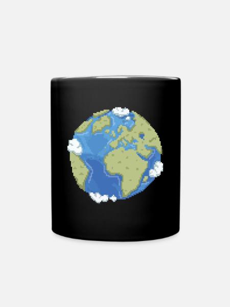 Retro Pixel Erde - Tasse einfarbig - Schwarz