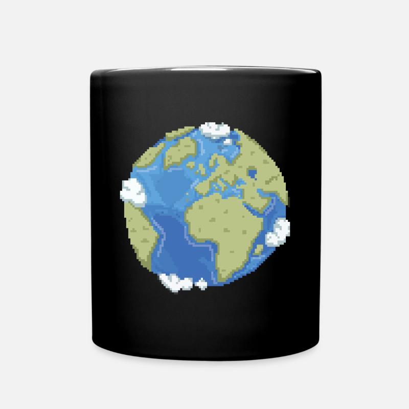 Retro Pixel Erde - Tasse einfarbig - Schwarz
