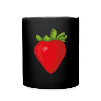 Retro Pixel Strawberry - Full Colour Mug - black - Front