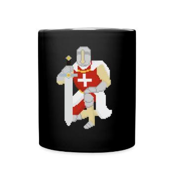 Retro Pixel Ritter - Tasse einfarbig - Schwarz - Vorne