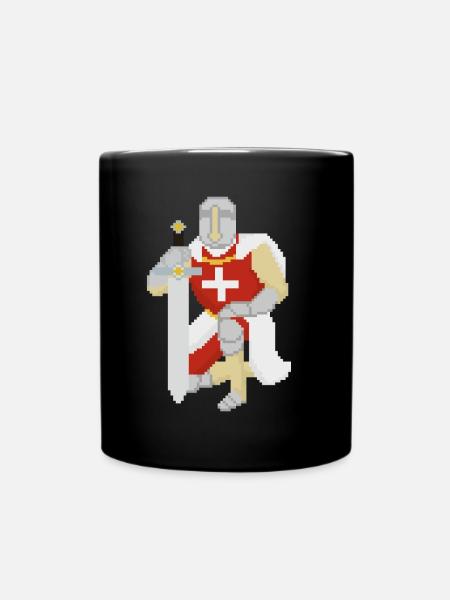 Retro Pixel Ritter - Tasse einfarbig - Schwarz