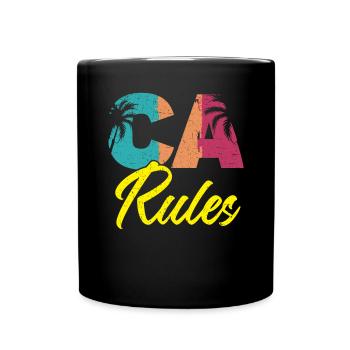 CA Rules Kalifornien USA Amerika Kalifornisch - Tasse einfarbig - Schwarz - Vorne