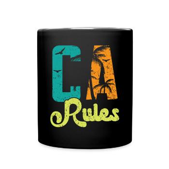 CA Rules Kalifornien USA Amerika Kalifornisch - Tasse einfarbig - Schwarz - Vorne