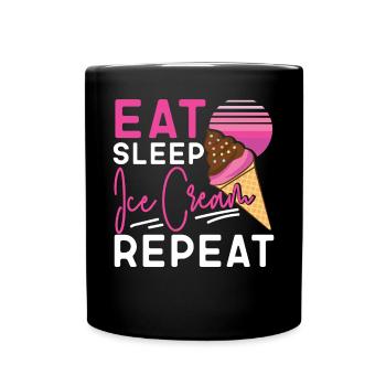 Cornet de crème glacée Manger de la crème glacée sleep - Mug uni - noir - Devant
