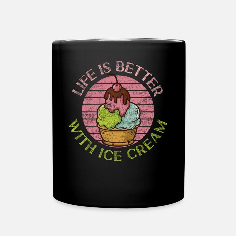 Ice Cream Retro Vintage Life Is - Tasse einfarbig - Schwarz