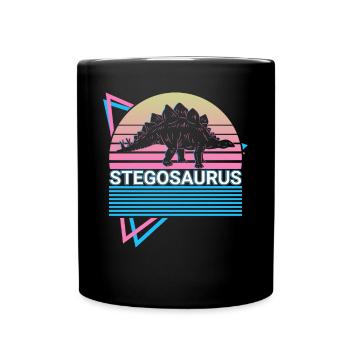 Stegosaurus Dinosaurier Retro - Tasse einfarbig - Schwarz - Vorne