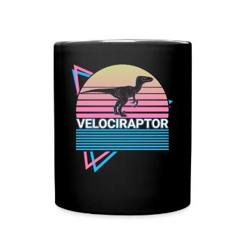 Velociraptor Dinosaurier Retro - Tasse einfarbig - Schwarz - Vorne