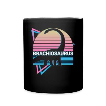 Brachiosaurus Dinosaur Retro - Full Colour Mug - black - Front
