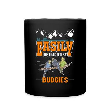 Facilement distrait par les perruches Budgerigar - Mug uni - noir - Devant
