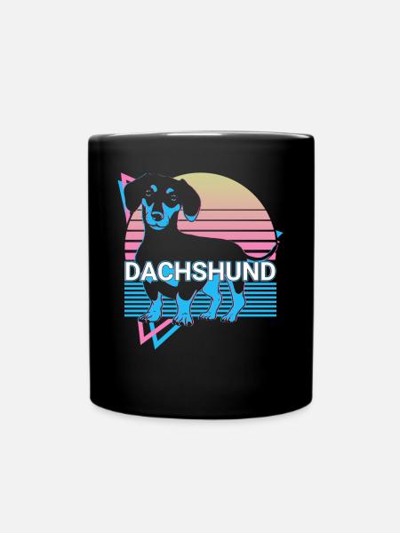 Dackel Retro - Tasse einfarbig - Schwarz