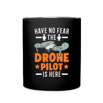 Drohne Geschenk Drohnenpilot Quadrocopter - Tasse einfarbig - Schwarz - Vorne