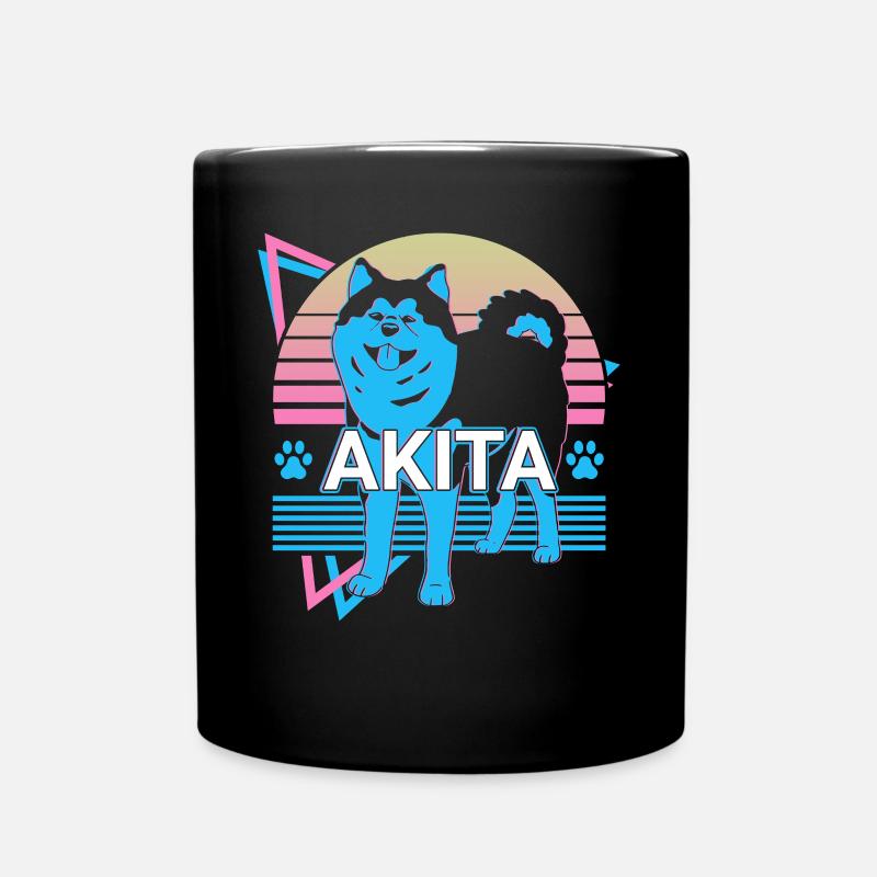 Akita Retro - Tasse einfarbig - Schwarz
