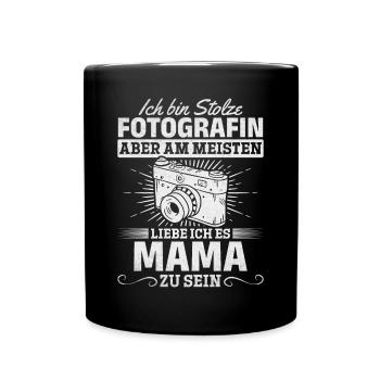 Kamera Fotografin Mama Fotografie Ich bin Stolze - Tasse einfarbig - Schwarz - Vorne