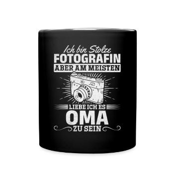 Oma Fotografin Oma Fotografie Ich bin Stolze - Tasse einfarbig - Schwarz - Vorne