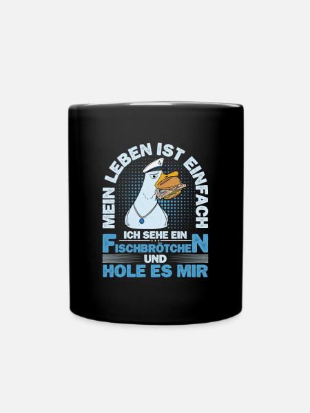 Fischbrötchen Möwe Norddeutsch - Tasse einfarbig - Schwarz