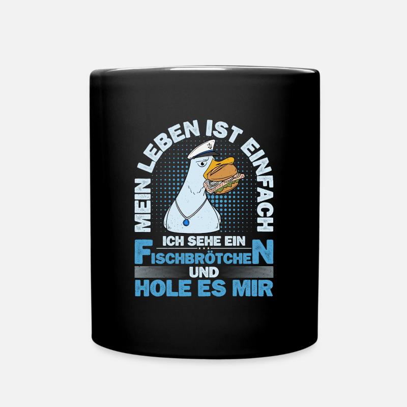 Fischbrötchen Möwe Norddeutsch - Tasse einfarbig - Schwarz