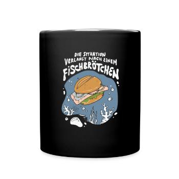 Fischbrötchen Möwe Norddeutsch - Tasse einfarbig - Schwarz - Vorne