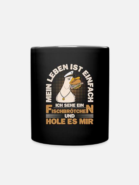 Fischbrötchen Möwe Norddeutsch - Tasse einfarbig - Schwarz
