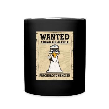 Fischbrötchen Möwe Norddeutsch - Tasse einfarbig - Schwarz - Vorne