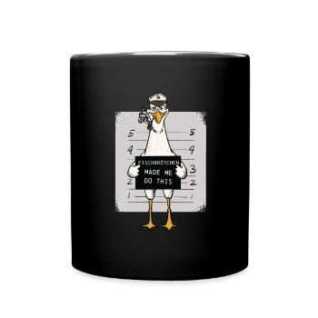 Fischbrötchen Möwe Norddeutsch - Tasse einfarbig - Schwarz - Vorne