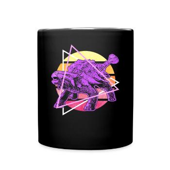 Vaporwave Synthwave Ankylosaurus Dinosaurs - Full Colour Mug - black - Front