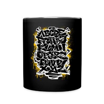 Graffiti Wildstyle Alphabet Hip Hop Street Art Urb - Tasse einfarbig - Schwarz - Vorne
