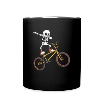 Dabbing Skeleton BMX Rider Stunt Bicycle Cyclist - Full Colour Mug - black - Front