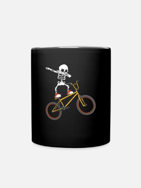 Dabbing Skelett BMX-Fahrer Stunt Fahrrad Radfahrer - Tasse einfarbig - Schwarz