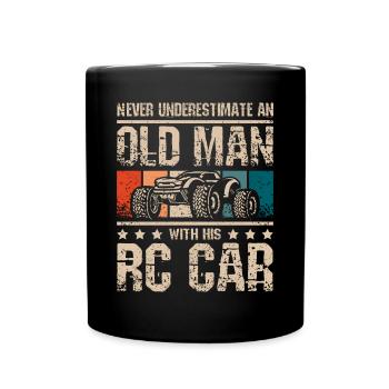 Vieil homme avec sa voiture rc - Mug uni - noir - Devant