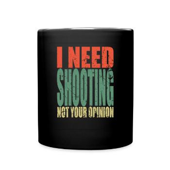 Shooting Spruch lustig - Tasse einfarbig - Schwarz - Vorne