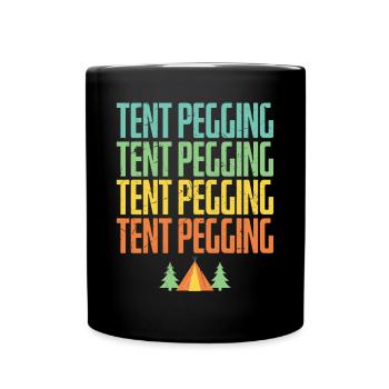 Tent Pegging Tent Forest Vintage Distressed - Full Colour Mug - black - Front