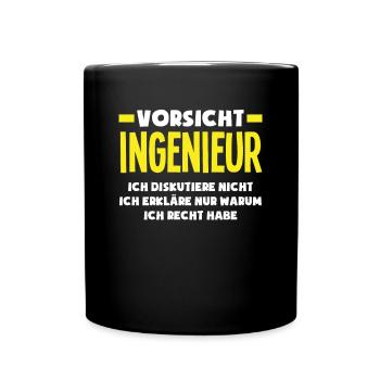 Lustiges Ingenieur Geschenke Geschenkidee - Tasse einfarbig - Schwarz - Vorne