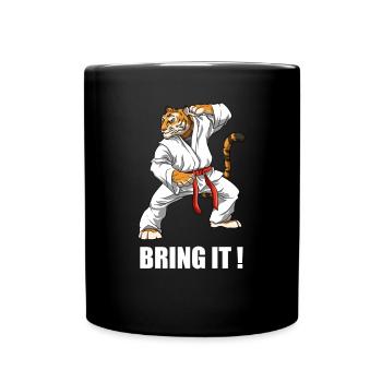 Lustiger Karate Tiger - Karate Japanische - Tasse einfarbig - Schwarz - Vorne