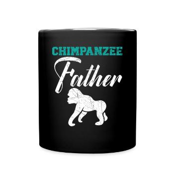 Schimpanse Vater Affe Tier Tierpfleger - Tasse einfarbig - Schwarz - Vorne