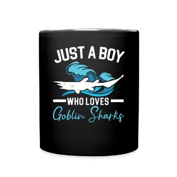 Just A Boy Who Loves Goblin Sharks Animal Lover - Full Colour Mug - black - Front