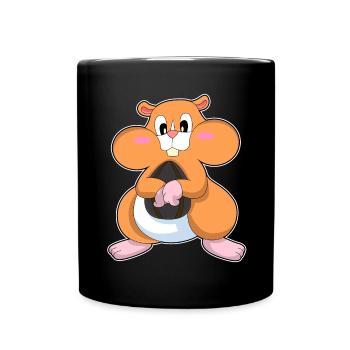 Hamster with walnut - Full Colour Mug - black - Front