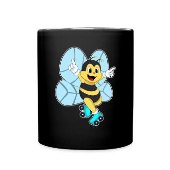 Biene Rollschuhfahren Rollschuhe - Tasse einfarbig - Schwarz - Vorne