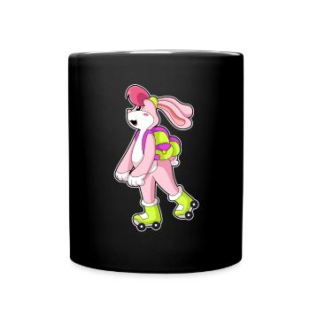 Hase Rollschuhfahren Rollschuhe - Tasse einfarbig - Schwarz - Vorne