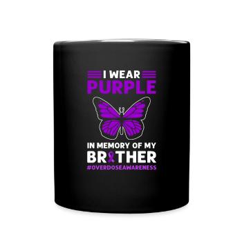 Je porte du violet en mémoire de mon fils. - Mug uni - noir - Devant