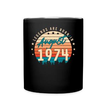 1974 In August birthday greeting - Full Colour Mug - black - Front