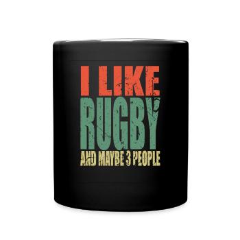 Rugby Spruch lustig - Tasse einfarbig - Schwarz - Vorne
