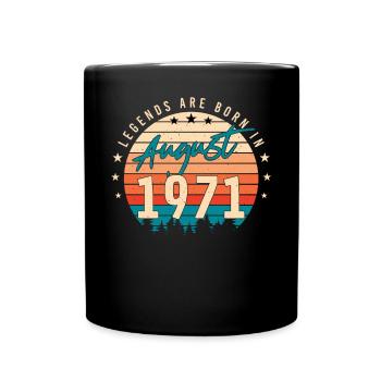 1971 In August birthday greeting - Full Colour Mug - black - Front