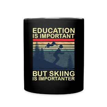 L’éducation est importante, mais le ski est plus important - Mug uni - noir - Devant