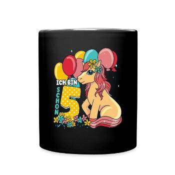 5 Geburtstag Mädchen - Tasse einfarbig - Schwarz - Vorne