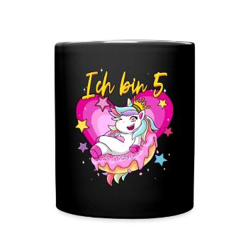 5 Geburtstag Mädchen - Tasse einfarbig - Schwarz - Vorne