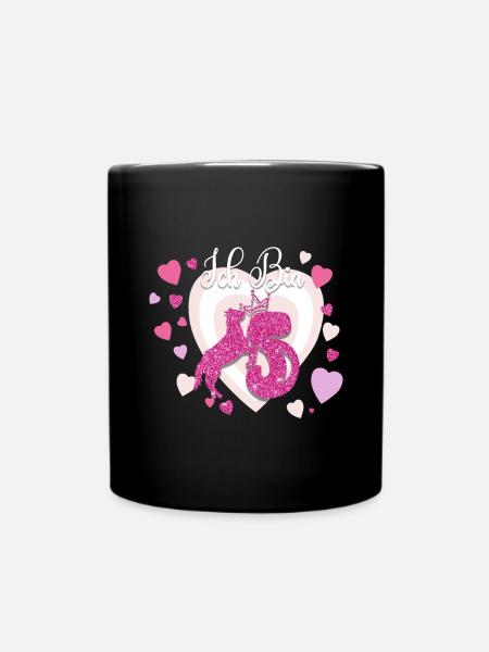 5 Geburtstag Mädchen - Tasse einfarbig - Schwarz