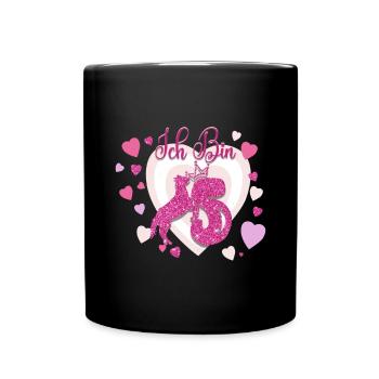 5 Geburtstag Mädchen - Tasse einfarbig - Schwarz - Vorne