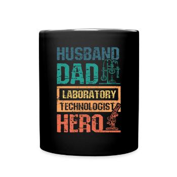 Husband dad laboratory technologist hero - Full Colour Mug - black - Front
